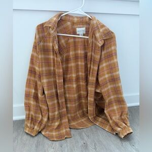American Eagle Outfitters Yellow and Pink Plaid Shirt